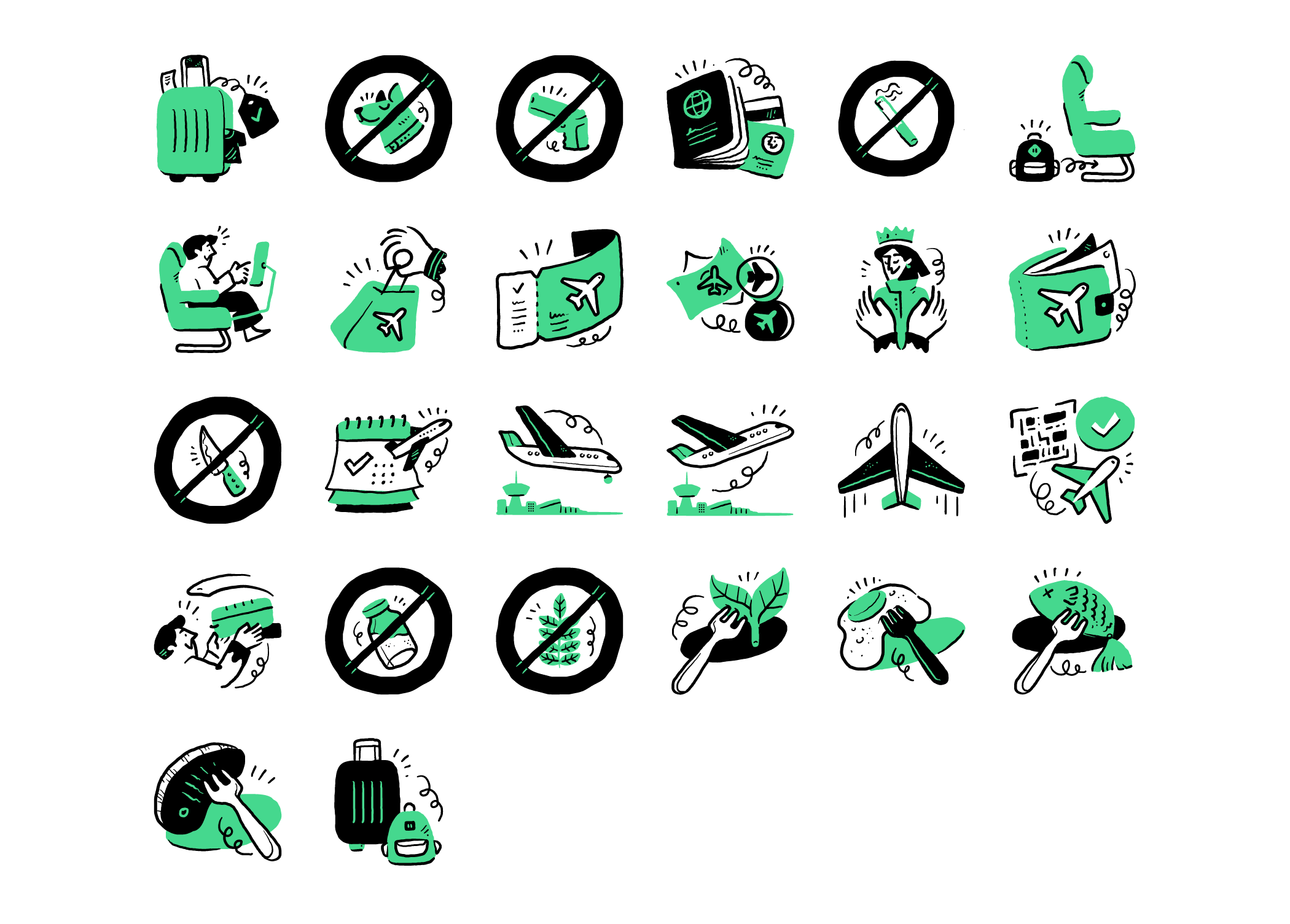 airport travel hand drawn illustrations preview