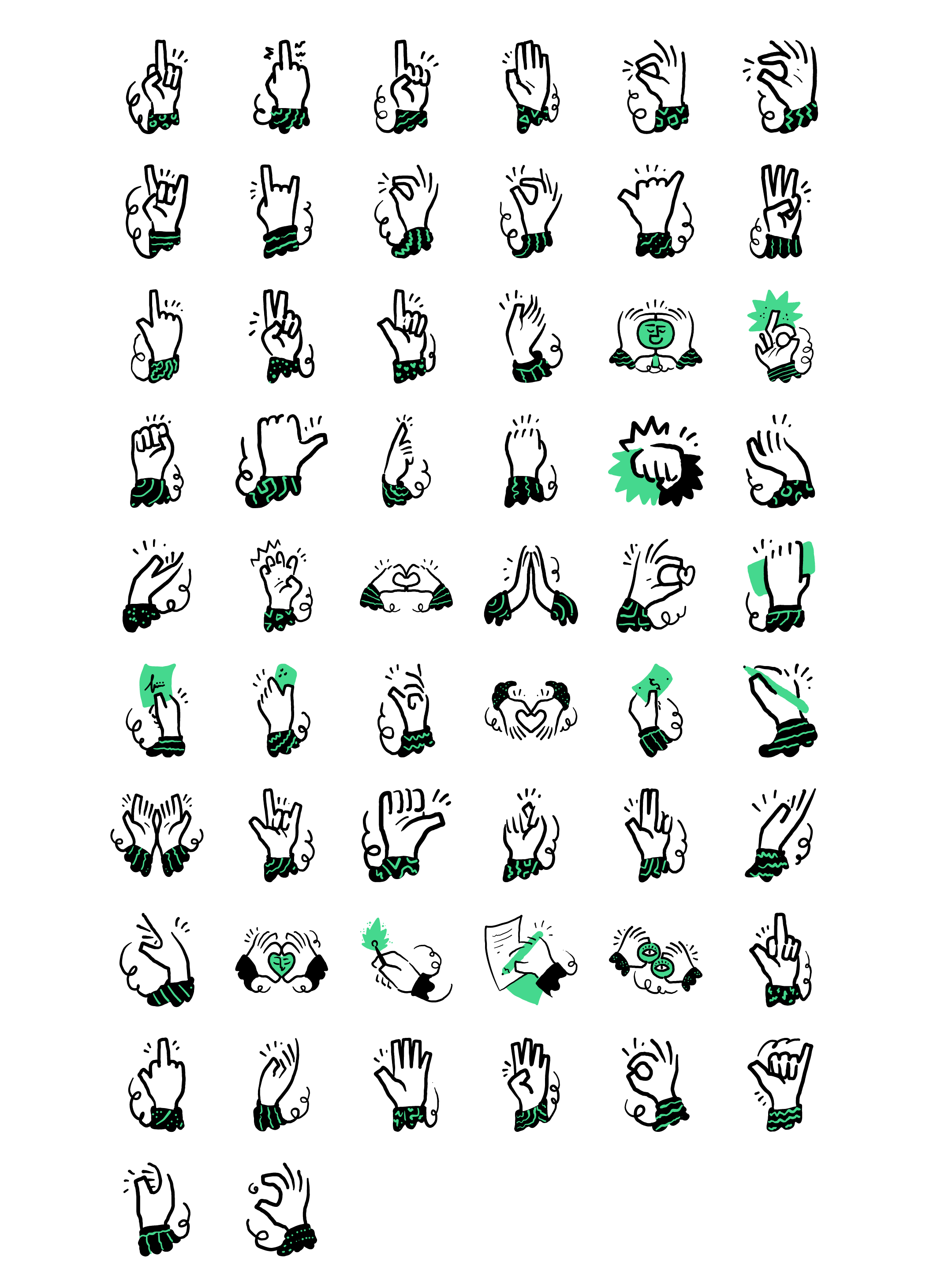 hand gestures hand drawn illustrations preview