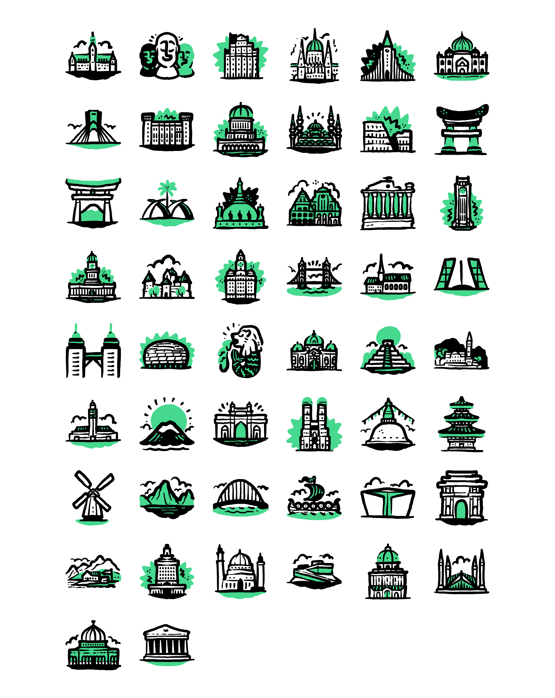 landmarks hand drawn illustrations preview