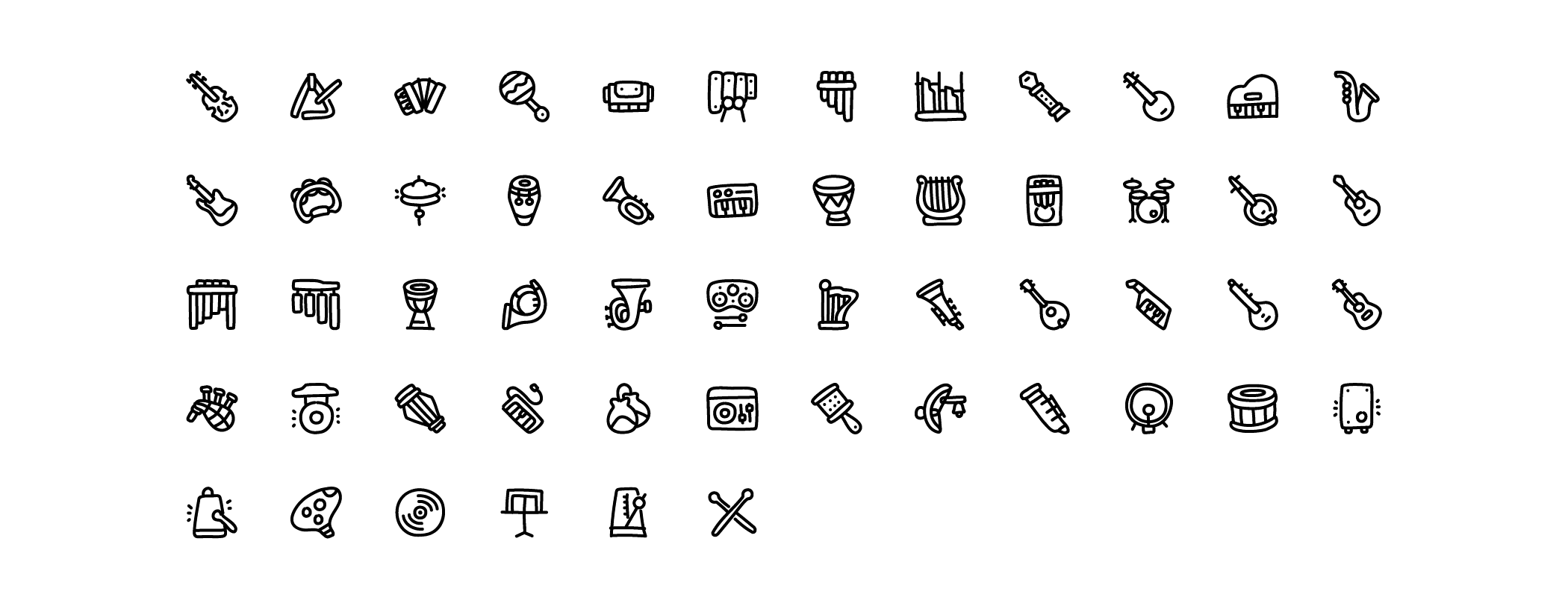 music musical instruments line icons preview