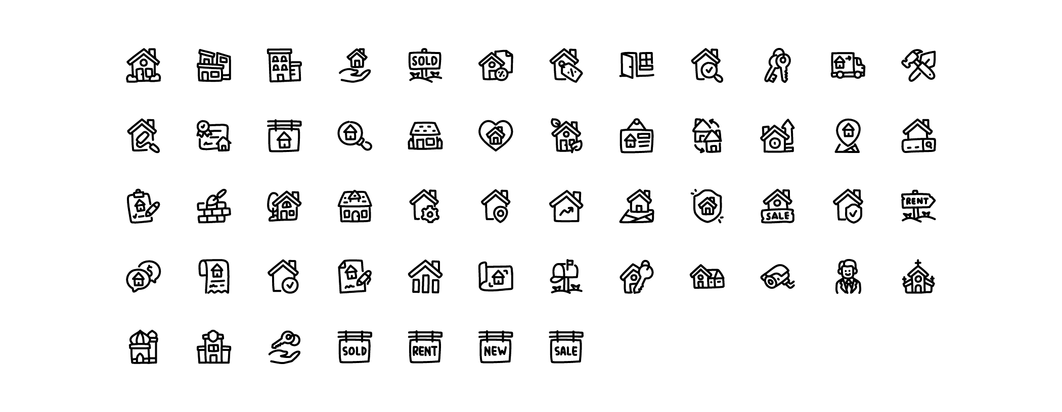 real estate property line icons preview