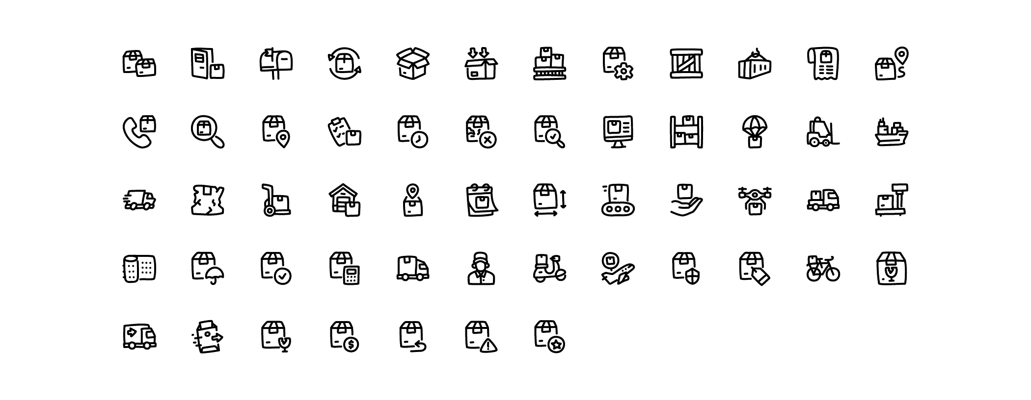 shipping delivery line icons preview