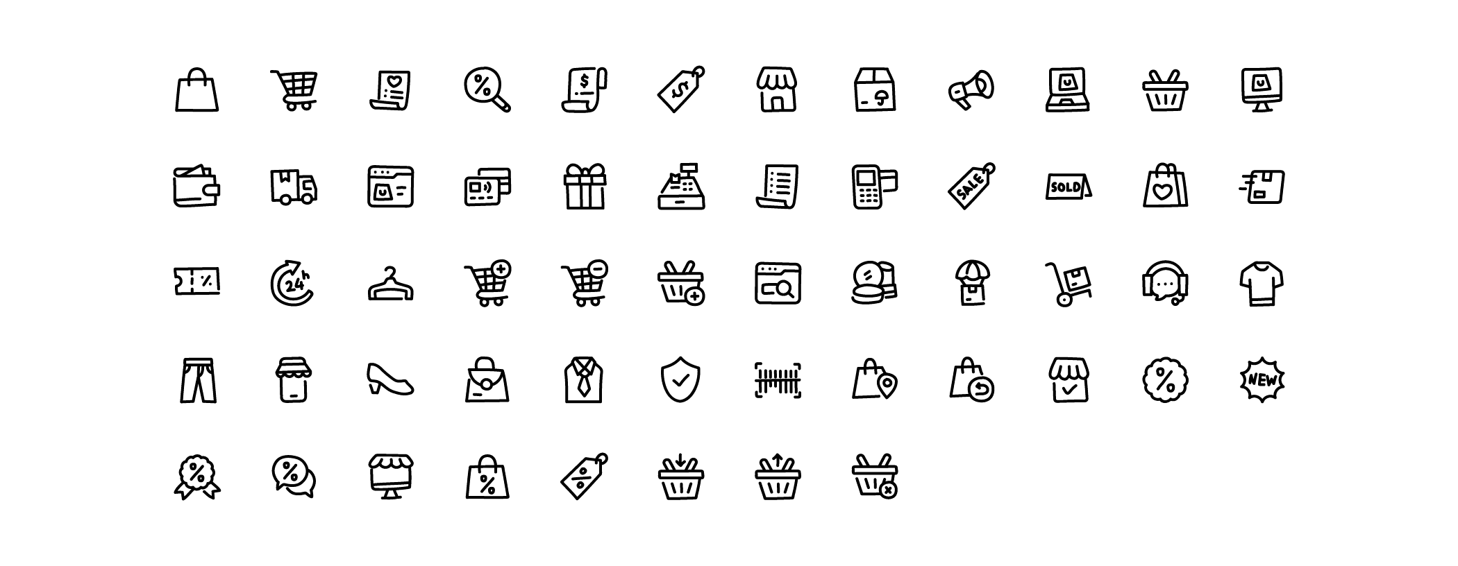 shopping ecommerce line icons preview