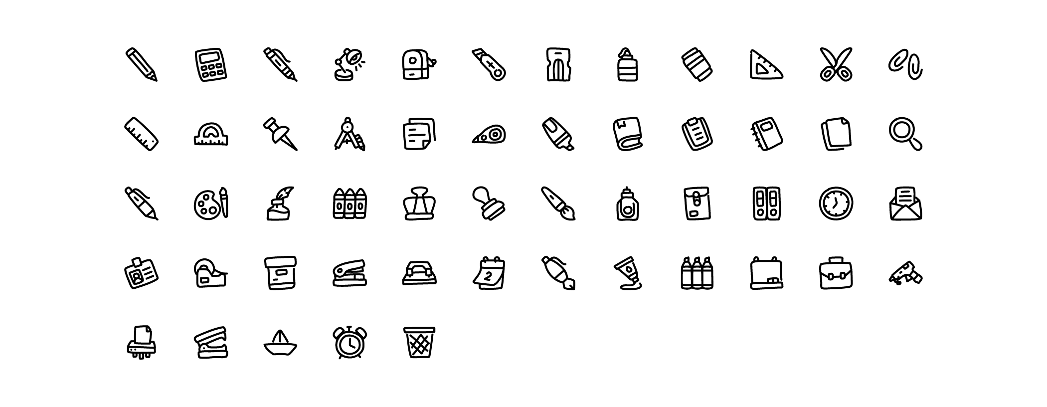 office stationery line icons preview