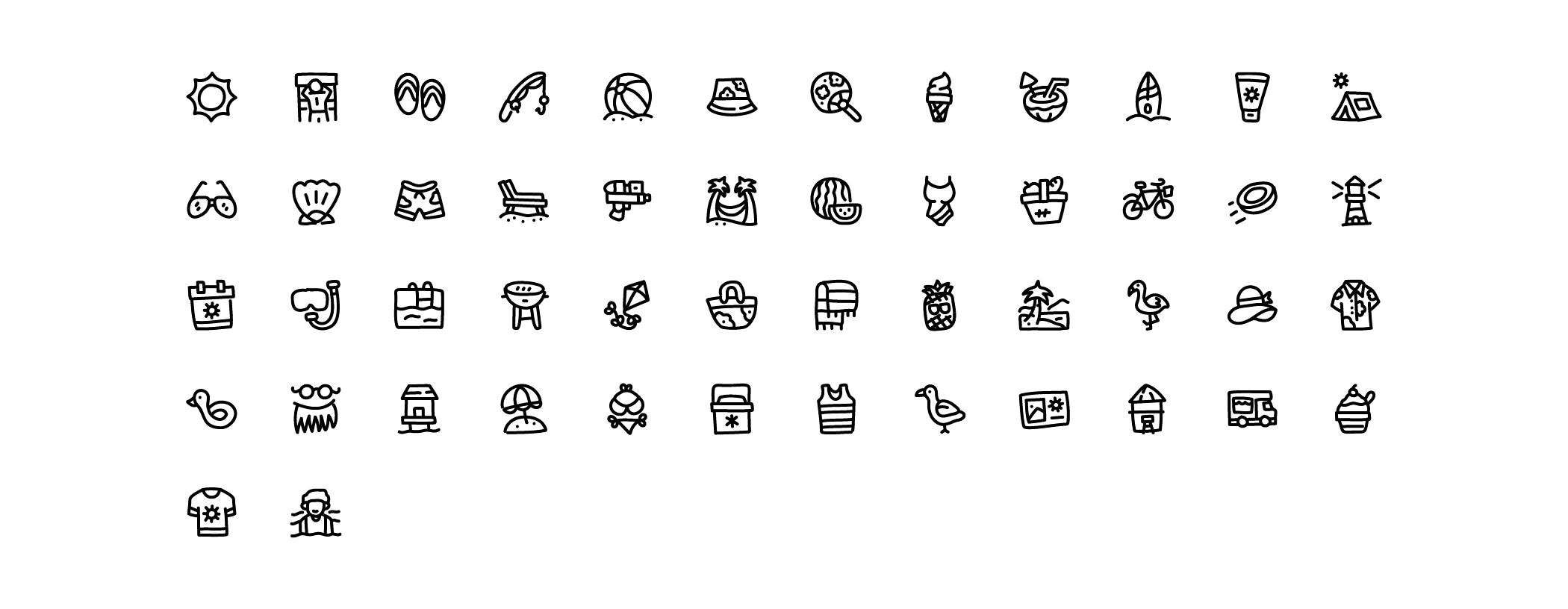 summer line icons preview