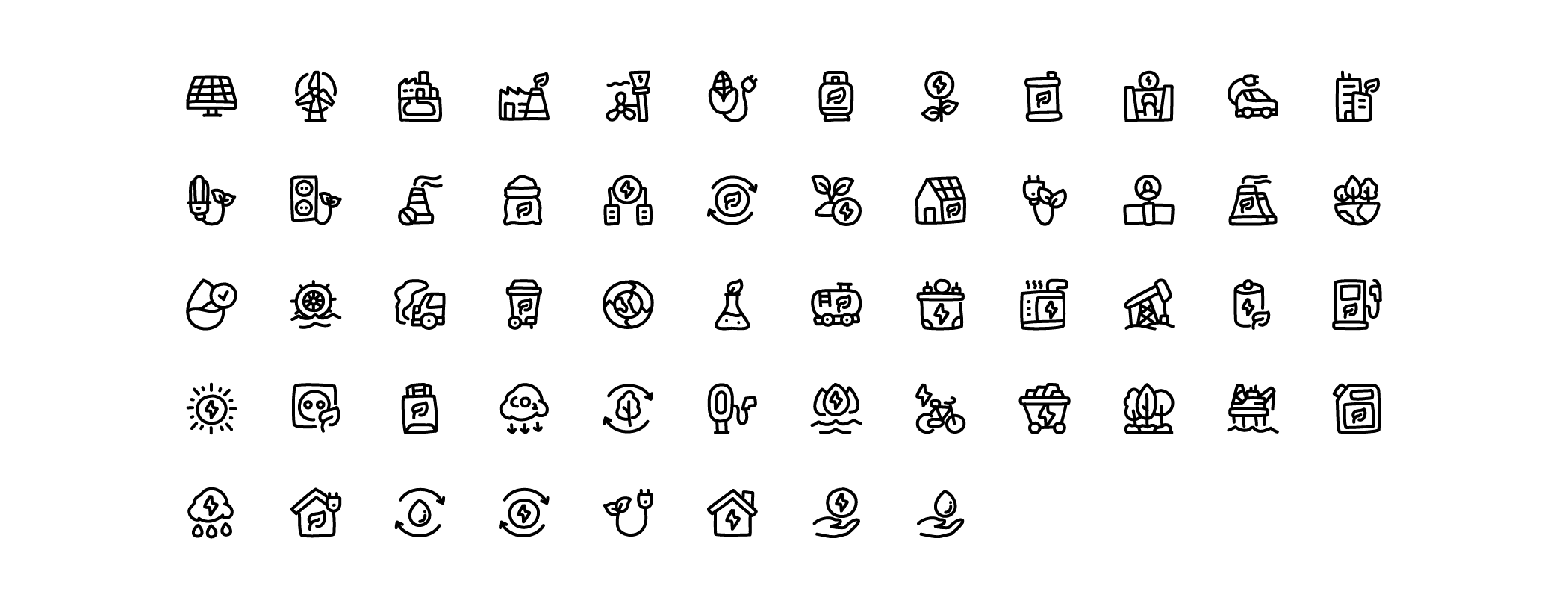 sustainable energy ecology line icons preview