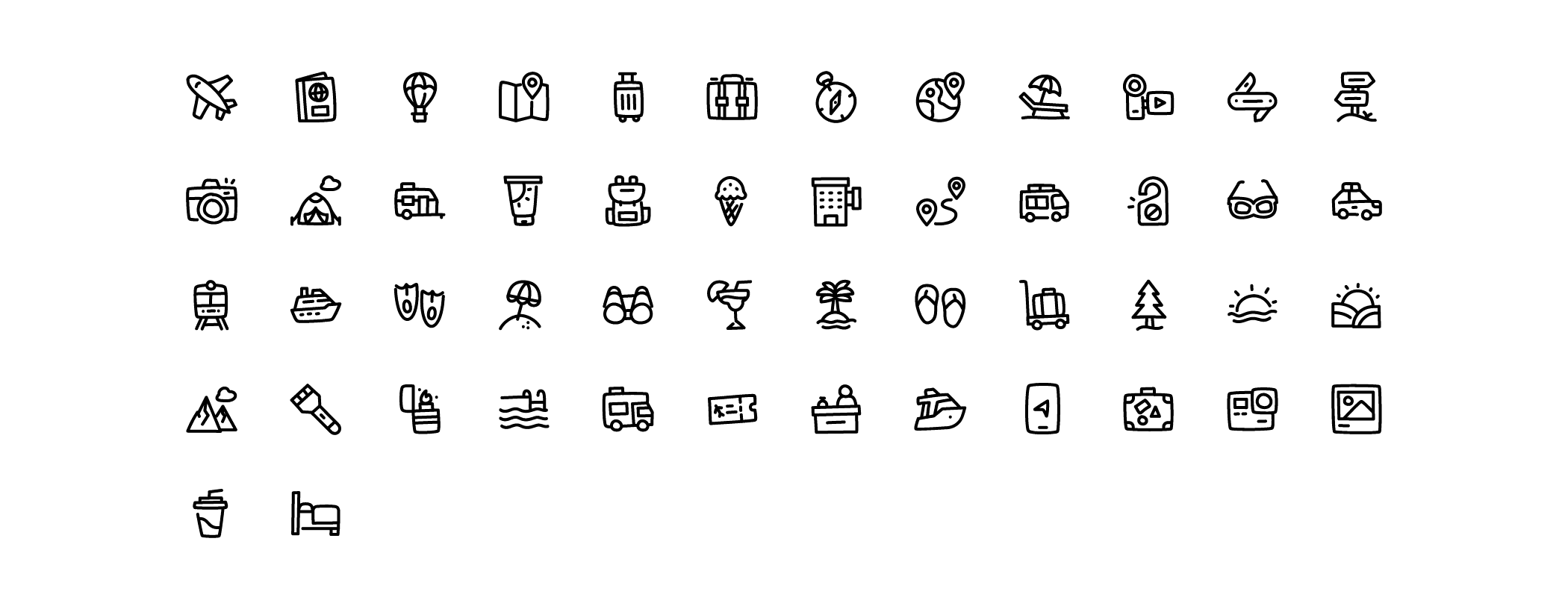 travel line icons preview