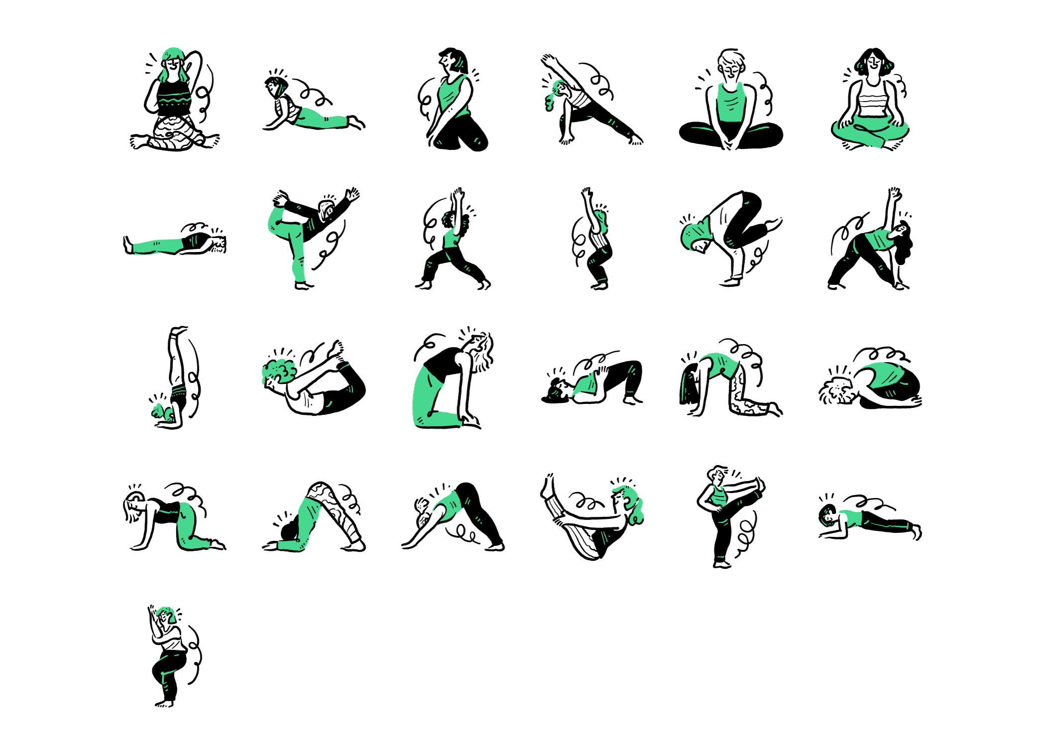 yoga hand drawn illustrations preview